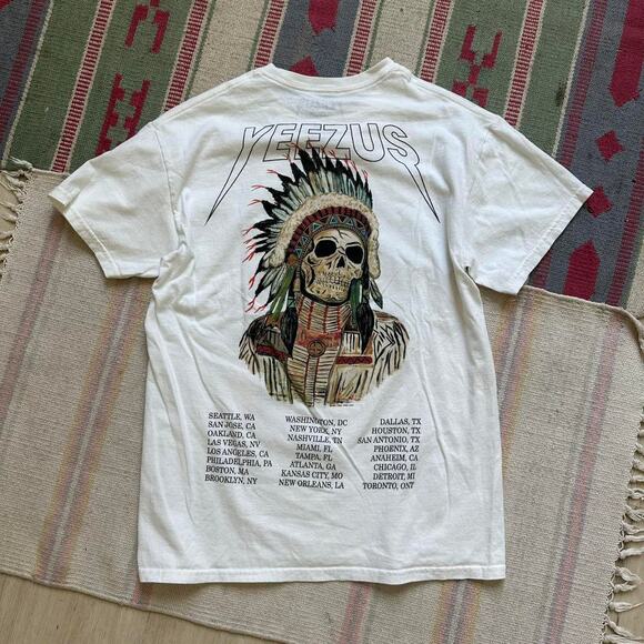 Rare 2013 Kanye Yeezus Tour Indian Chief Graphic Tee Shirt - Picture 2 of 8